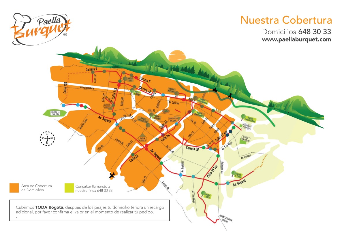 Mapa de cobertura de domicilios Paella Burquet